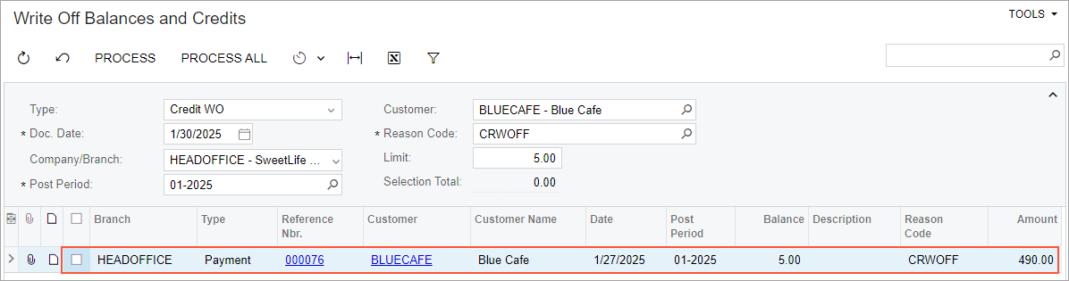 Direct Write-Offs: To Process a Credit Write-Off