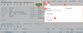 The form toolbar of the Transactions form