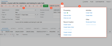 The form toolbar and the More menu