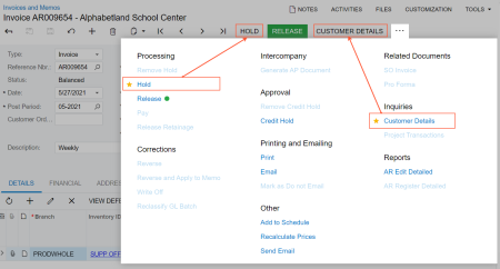 Favorite commands on the More menu and the corresponding toolbar buttons